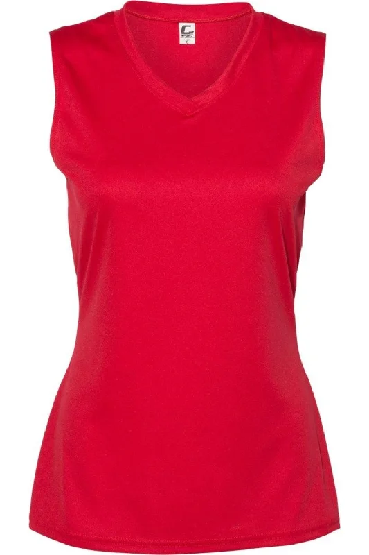 C2 Sport Women´s Sleeveless V-Neck T-Shirt Notch Collar Peter Pan Collar Cowl Neck