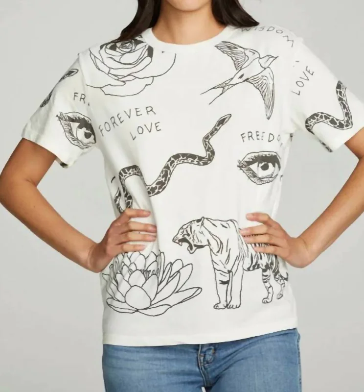 Cherish Forever Crew Tee In Crema Silk Blend Satin Velvet