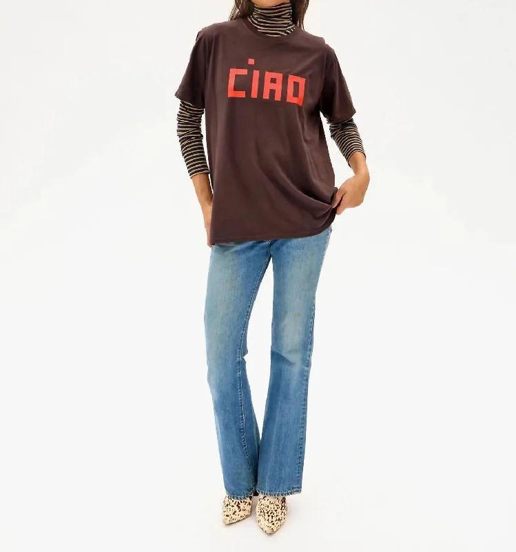 Chloe Original Tee In Cocoa Striped Floral Plaid