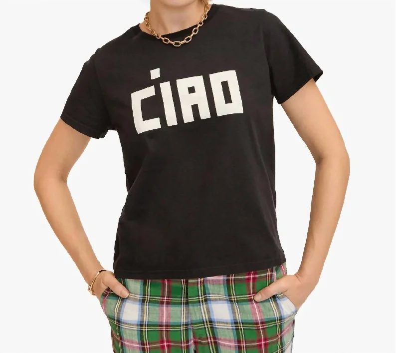 Classic Tee In Black With Cream Block Ciao Fitted T-Shirt Seamless Stretchy