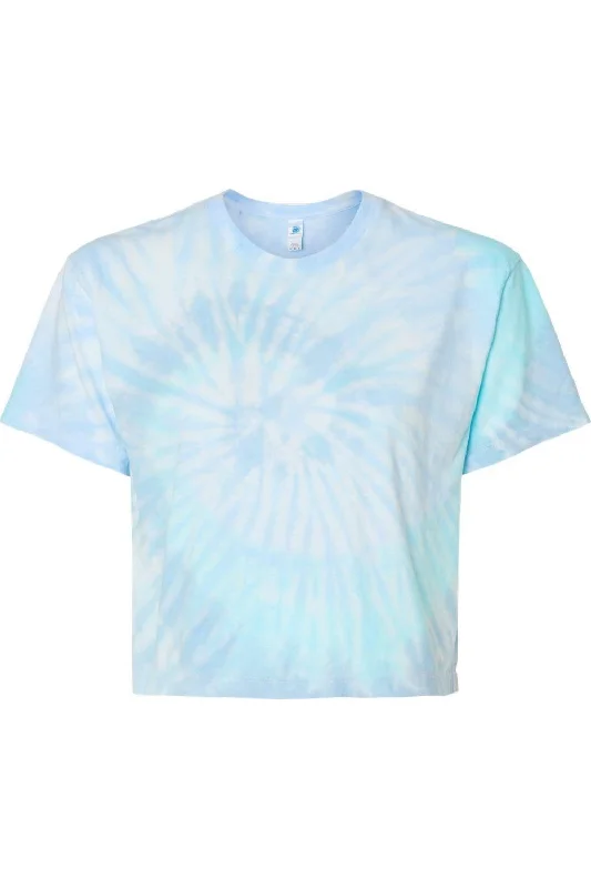 Colortone Women´s Tie-Dyed Crop T-Shirt Rayon Fabric Velvet Fabric Corduroy Fabric