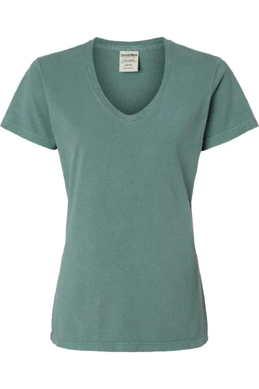 ComfortWash by Hanes Garment-Dyed Women´s V-Neck T-Shirt Polka Dot Checkered Tartan