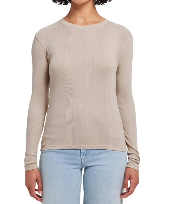 Cotton Rib Long Sleeve Tee In String Machine Wash Dry Clean Hand Wash