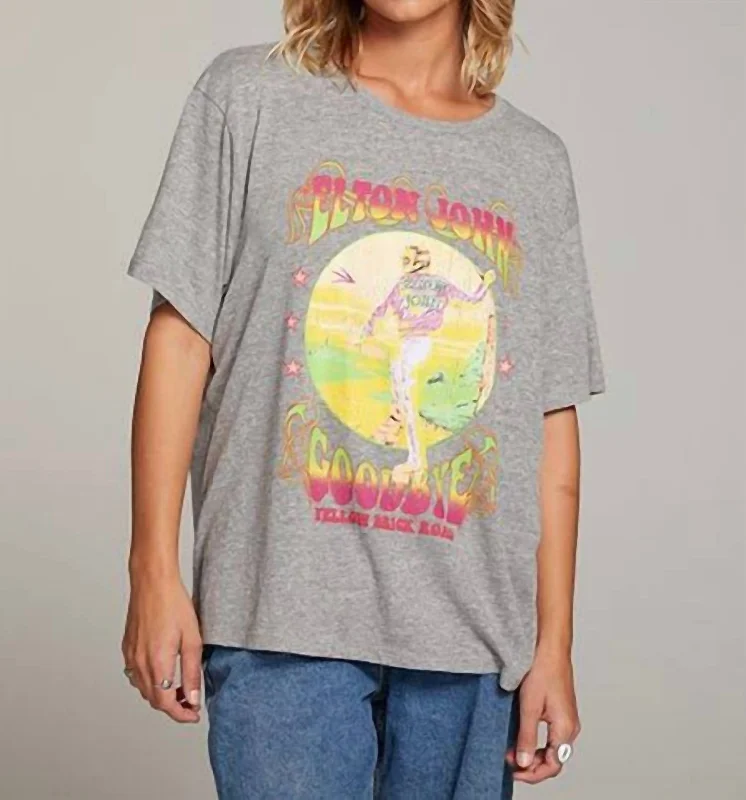 Elton John Yellow Brick Road Tee In Streaky Grey Chenille Blend Fleece Blend Nylon Blend