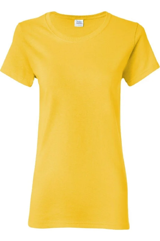 Gildan Heavy Cotton Womens T-Shirt Welt Pockets Slit Pockets Flap Pockets