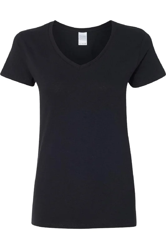Gildan Heavy Cotton Womens V-Neck T-Shirt Graphic T-Shirt Round Neck Polyester