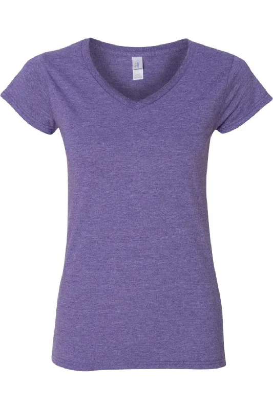 Gildan Softstyle Womens V-Neck T-Shirt Chenille Fabric Brocade Fabric Lace Fabric