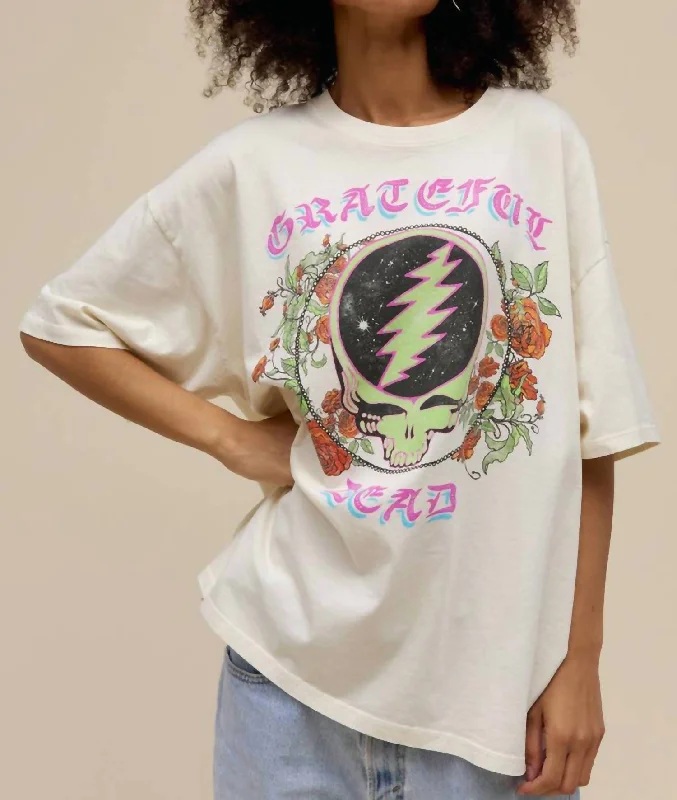 Grateful Dead Space Your Face Tee In Stone Vintage Cashmere Blend Cotton Blend Poly Blend