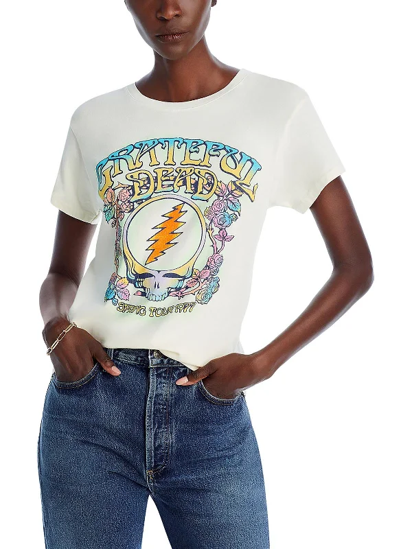Grateful Dead Womens Crewneck Printed Graphic T-Shirt Nylon Fabric Polyester Fabric Spandex Fabric Grateful Dead Womens Crewneck Printed Graphic T-Shirt Nylon Fabric Polyester Fabric Spandex Fabric