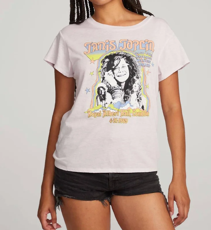 Janis Joplin Albert Hall Tee In Lavender Fog Terry Blend Velvet Blend Canvas Blend
