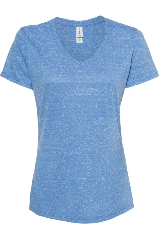 JERZEES Women´s Snow Heather Jersey V-Neck T-Shirt Ribbed T-Shirt High Neck Heavyweight JERZEES Women´s Snow Heather Jersey V-Neck T-Shirt Ribbed T-Shirt High Neck Heavyweight