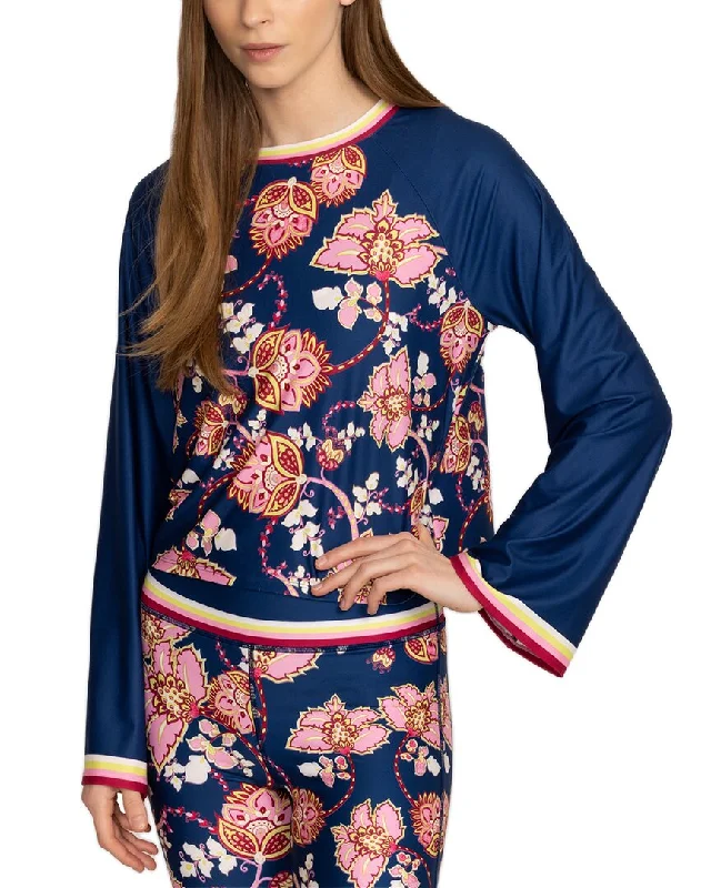 Johnny Was Kimono Sleeve Swing T-Shirt Chenille Blend Fleece Blend Nylon Blend