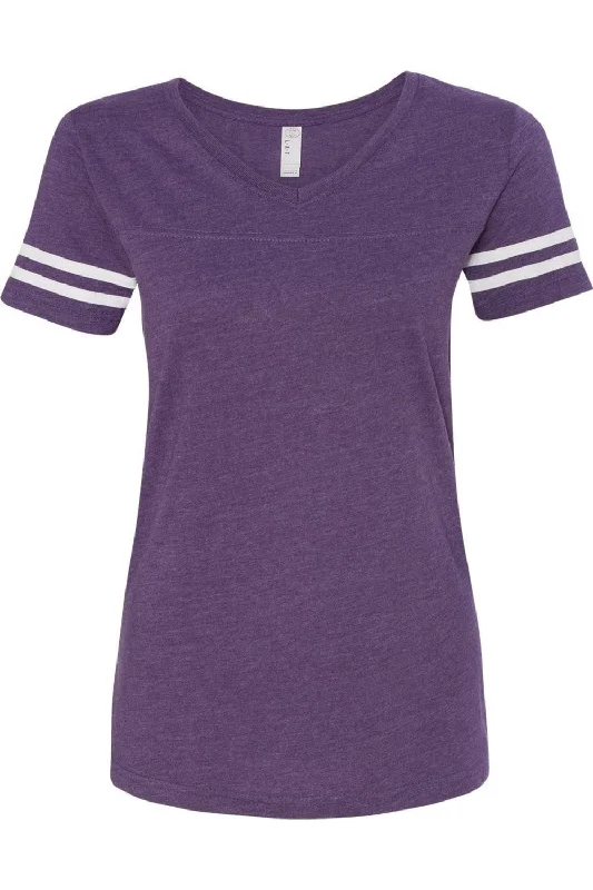 LAT Women´s Football V-Neck Fine Jersey Tee Striped Floral Plaid