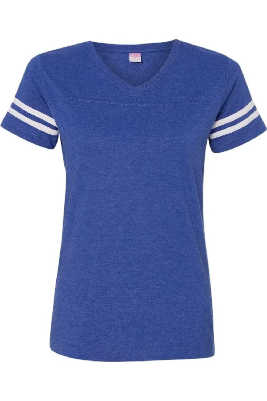 LAT Women´s Football V-Neck Fine Jersey Tee Solid Print Embellished