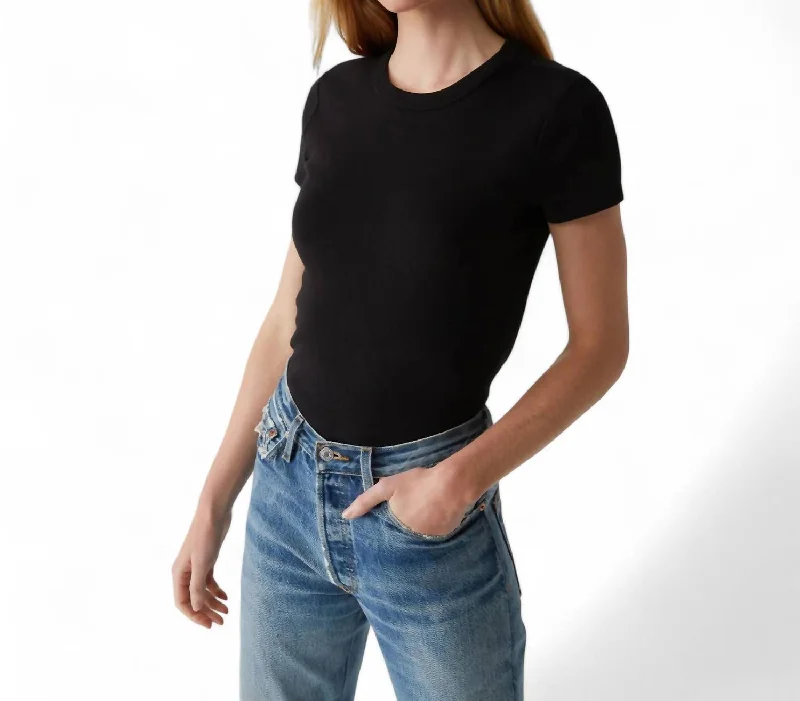 Lexy Tee In Black Thin T-Shirt Open Front Quick Dry