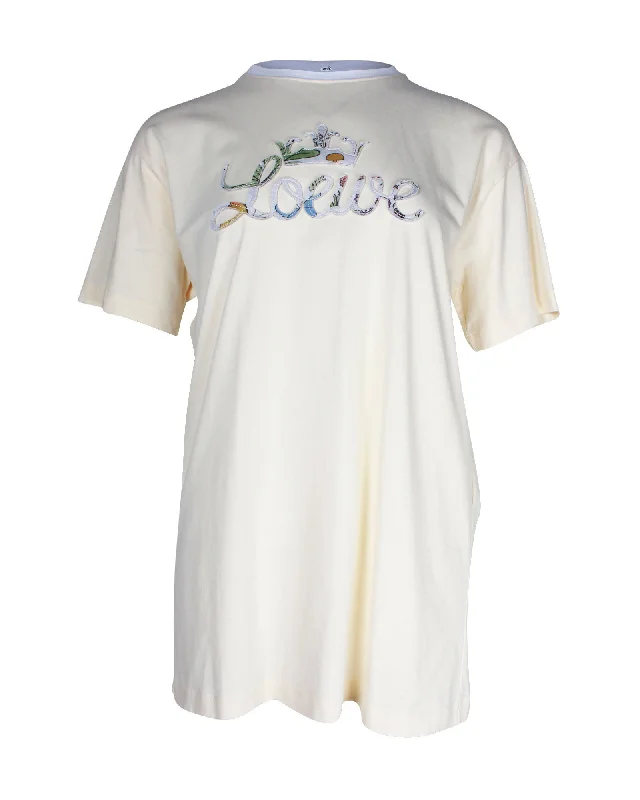 Loewe Herbarium Logo T-Shirt in Yelow Cotton Notch Collar Peter Pan Collar Cowl Neck Loewe Herbarium Logo T-Shirt in Yelow Cotton Notch Collar Peter Pan Collar Cowl Neck