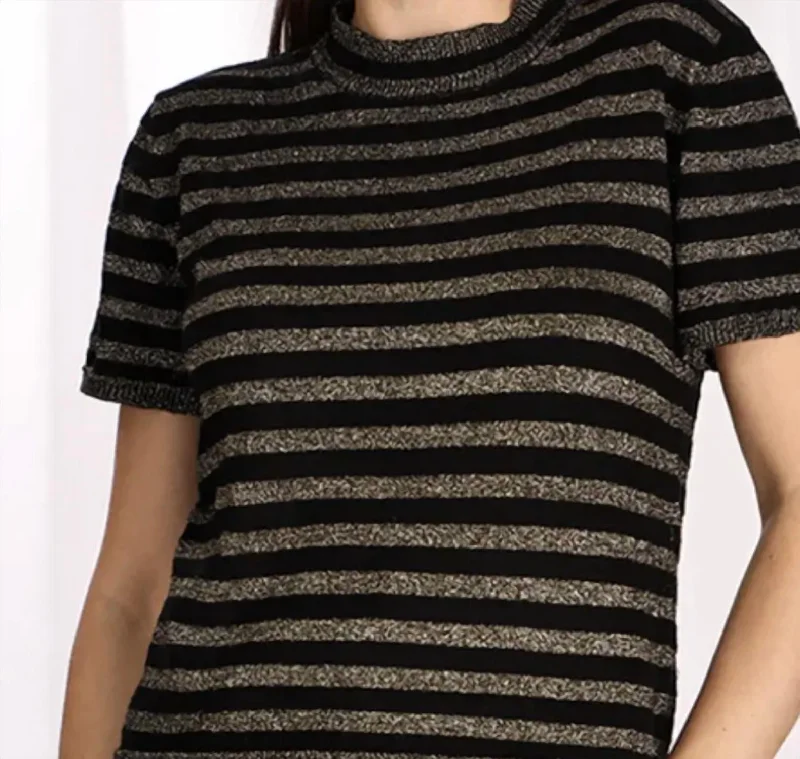 Lurex Stripe Tee In Black Casual Formal Business