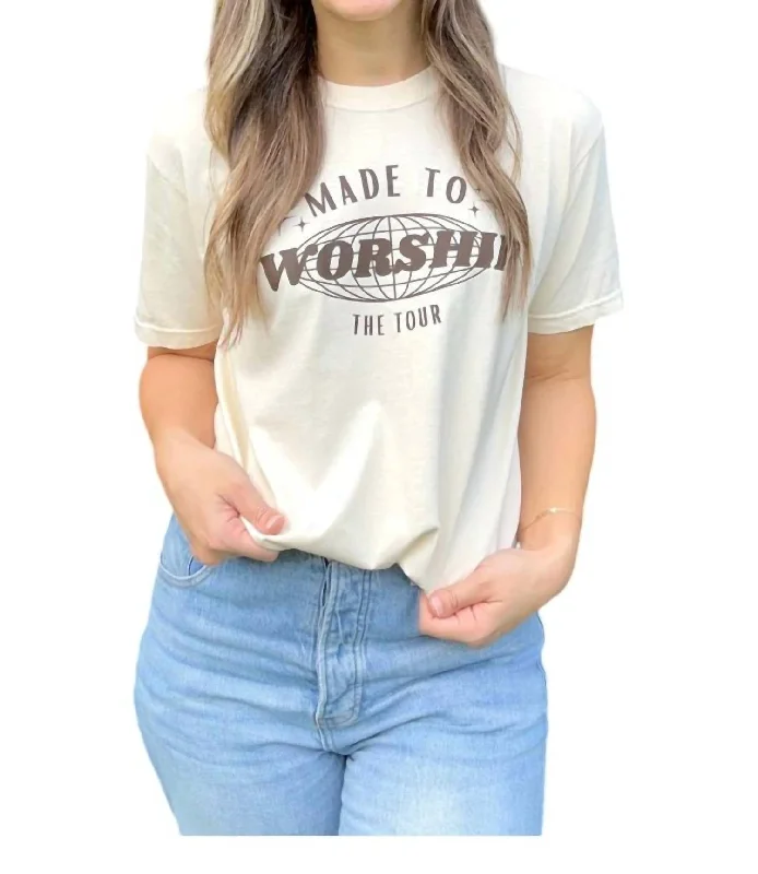 Made To Worship Tee In White Hooded Caped Shawl Collar