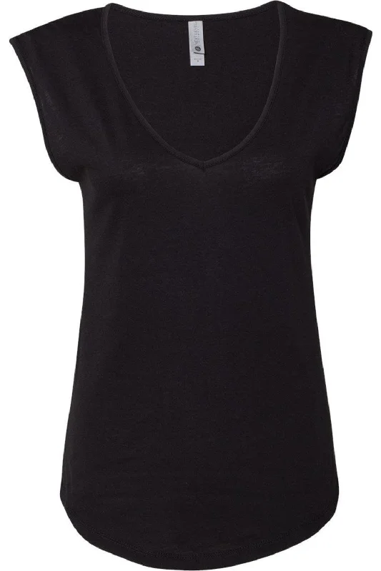 Next Level Women´s Festival Sleeveless Deep V-Neck T-Shirt Welt Pockets Slit Pockets Flap Pockets