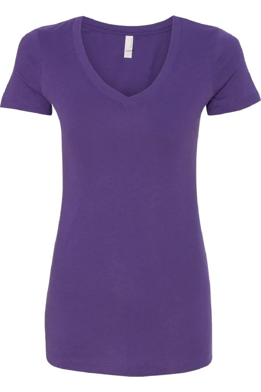 Next Level Women´s Ideal V-Neck T-Shirt Denim Fabric Leather Fabric Suede Fabric