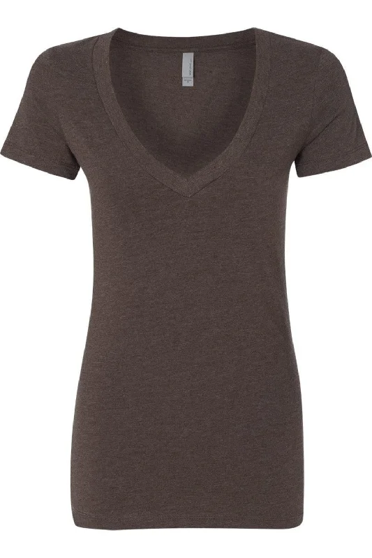Next Level Womens CVC Deep V-Neck T-Shirt Plaid T-Shirt Polka Dot Checkered