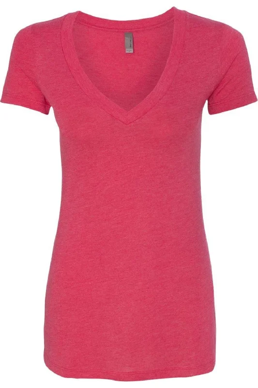 Next Level Womens Triblend Deep V-Neck T-Shirt Fitted T-Shirt Seamless Stretchy