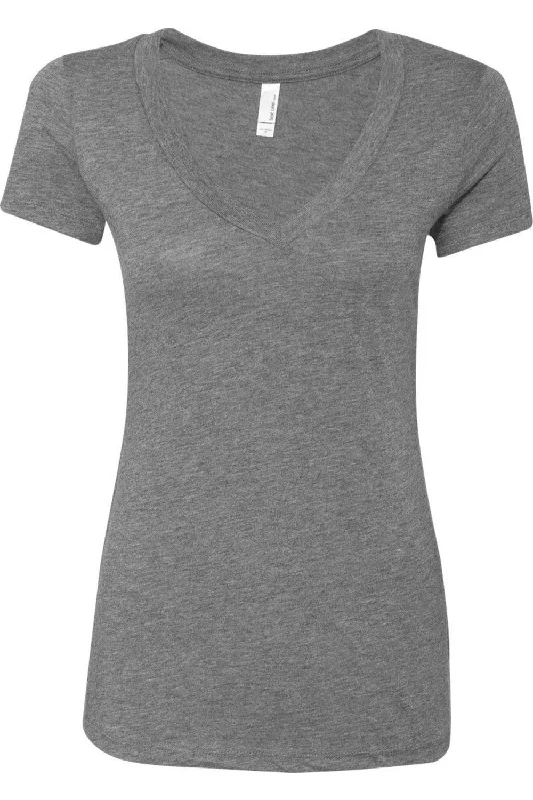 Next Level Womens Triblend Deep V-Neck T-Shirt Solid Print Embellished