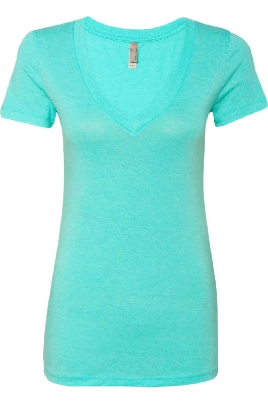 Next Level Womens Triblend Deep V-Neck T-Shirt Seamless Knitted Crochet
