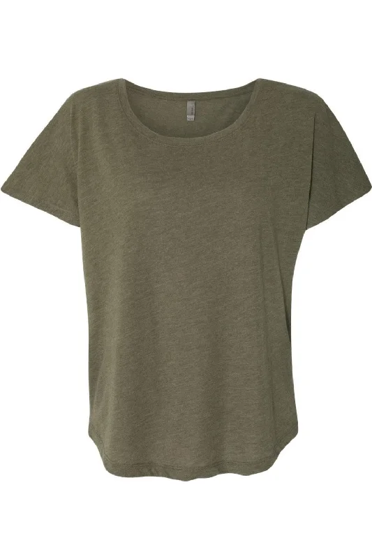 Next Level Womens Triblend Dolman T-Shirt Zippered Buttoned Snapped