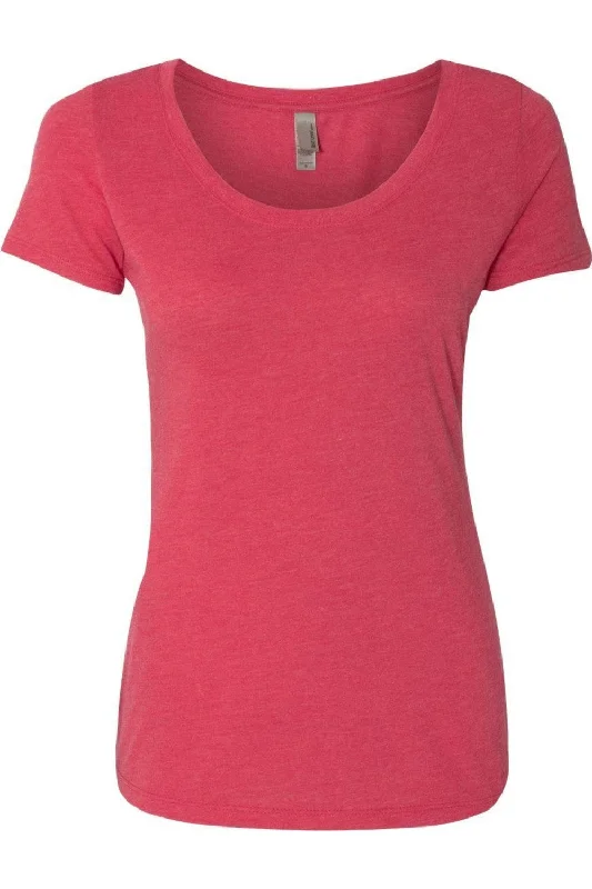 Next Level Womens Triblend Scoop Neck T-Shirt Welt Pockets Slit Pockets