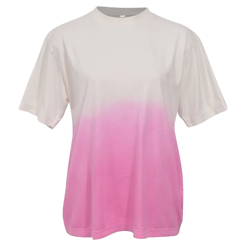 Off White Gradient Effect T-shirt in Pink Cotton Chenille Fabric Brocade Fabric Lace Fabric Off White Gradient Effect T-shirt in Pink Cotton Chenille Fabric Brocade Fabric Lace Fabric