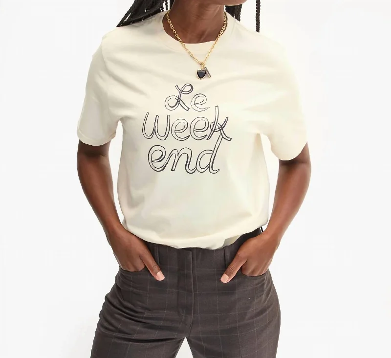 Original Tee In Cream W/ Navy Le Weekend Casual Formal Business