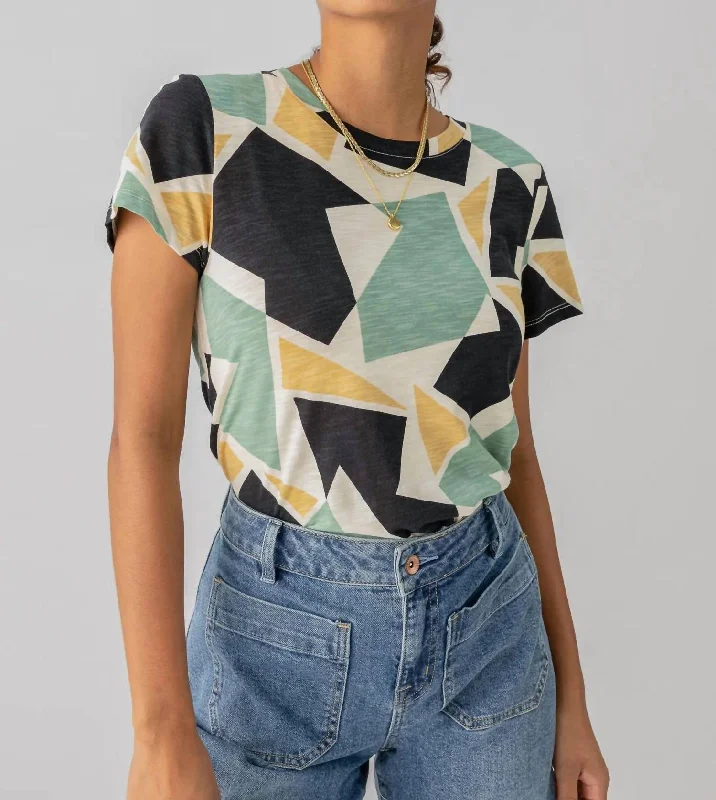 Perfect Tee In Kaleidoscope Hooded Caped Shawl Collar