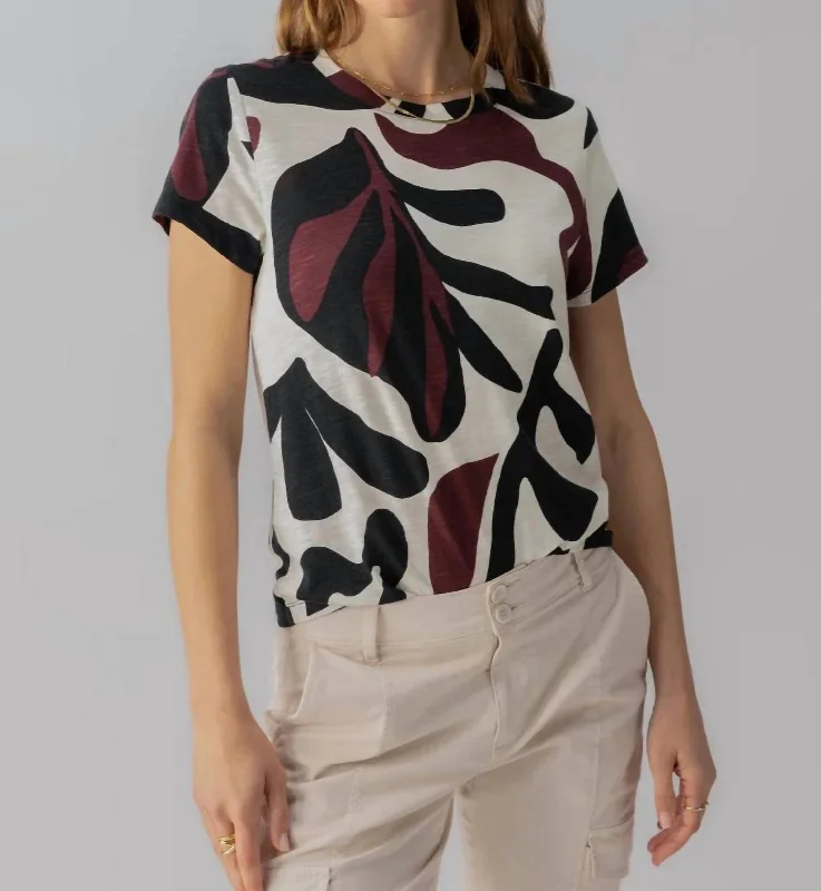 Perfect Tee In Light Mineral Lace Blend Ribbed Blend Corduroy Blend
