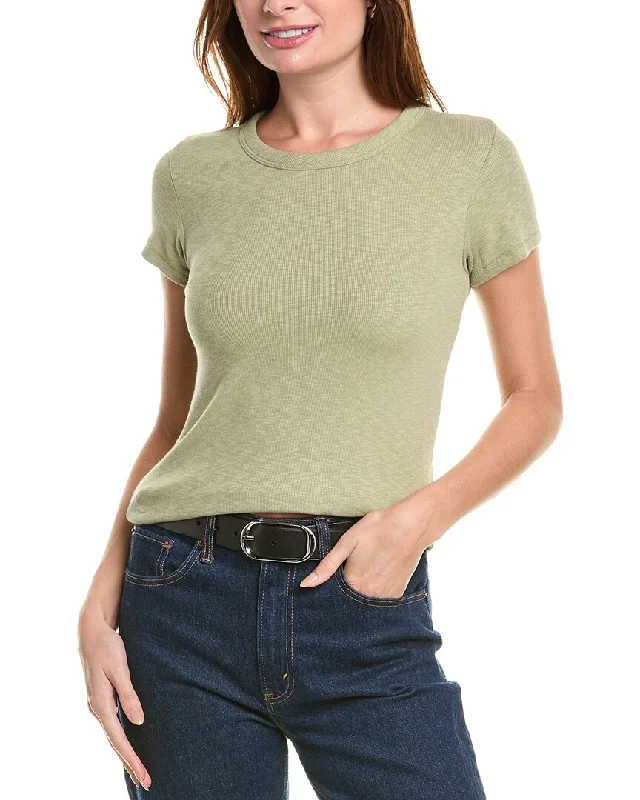 rag & bone Core Rib T-Shirt Mesh Blend Leather Blend Suede Blend