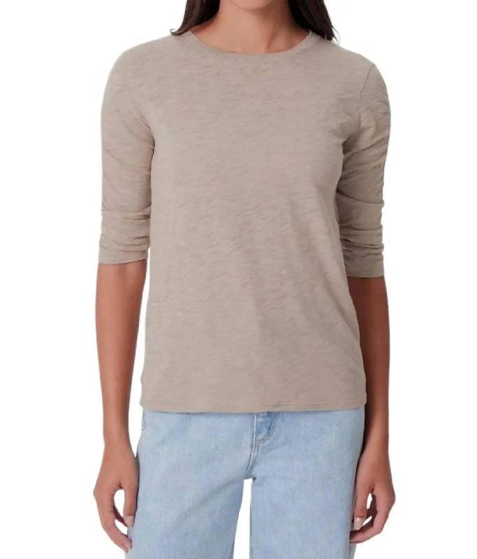 Ruched Half Sleeve Tee In String Casual Formal Business