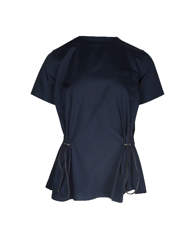 Sacai Open Back T-shirt in Navy Blue Polyester Casual Formal Business