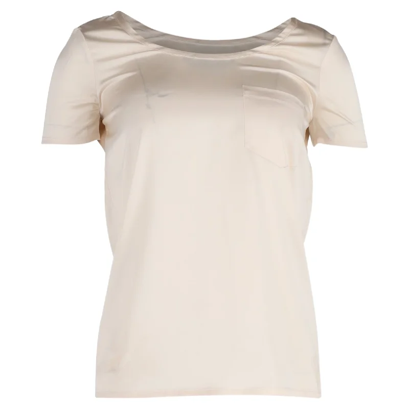 Saint Laurent T-shirt in Cream Silk Knit Fabric Woven Fabric Fleece Fabric