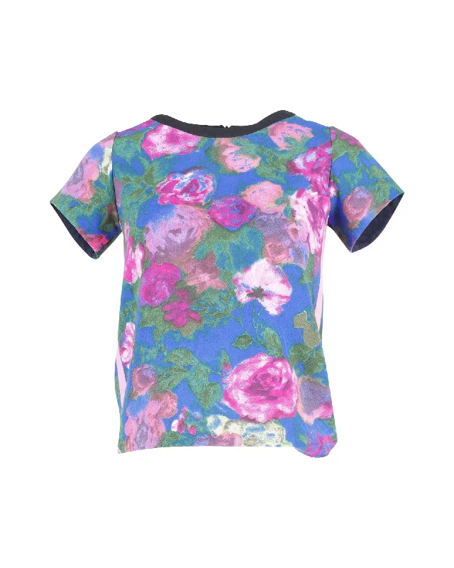 Sandro Paris Cut-Out T-Shirt in Floral Print Polyester Faux Fur Fabric Real Fur Fabric Shearling Fabric Sandro Paris Cut-Out T-Shirt in Floral Print Polyester Faux Fur Fabric Real Fur Fabric Shearling Fabric