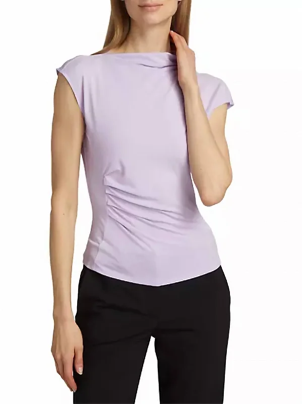 Sasha Ruched Tee In Lilac Lace Blend Ribbed Blend Corduroy Blend