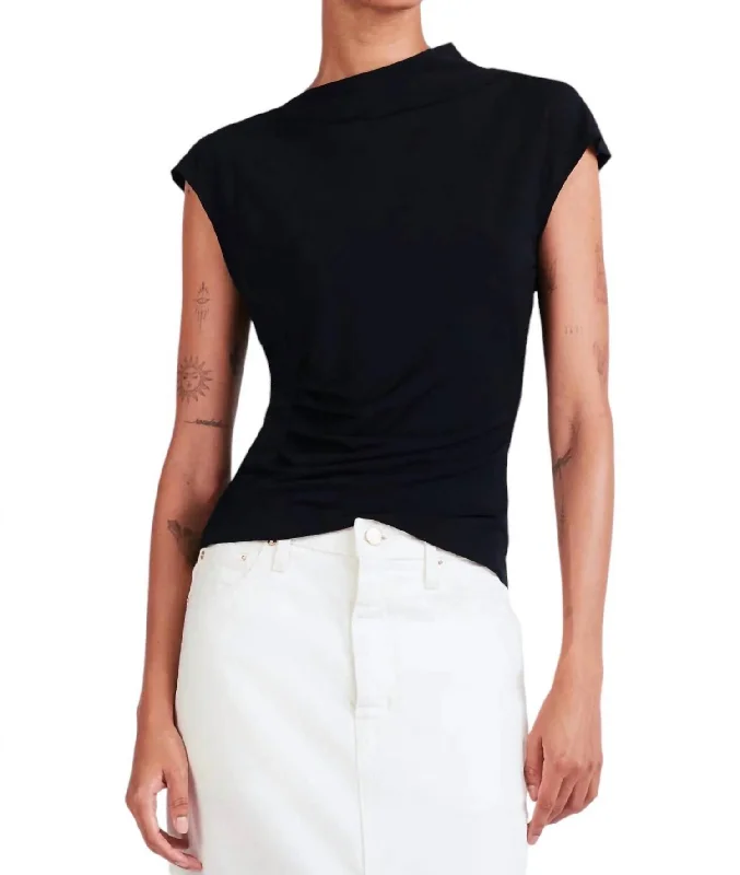 Sasha Ruched Tee In Midnight Spandex Blend Rayon Blend Denim Blend