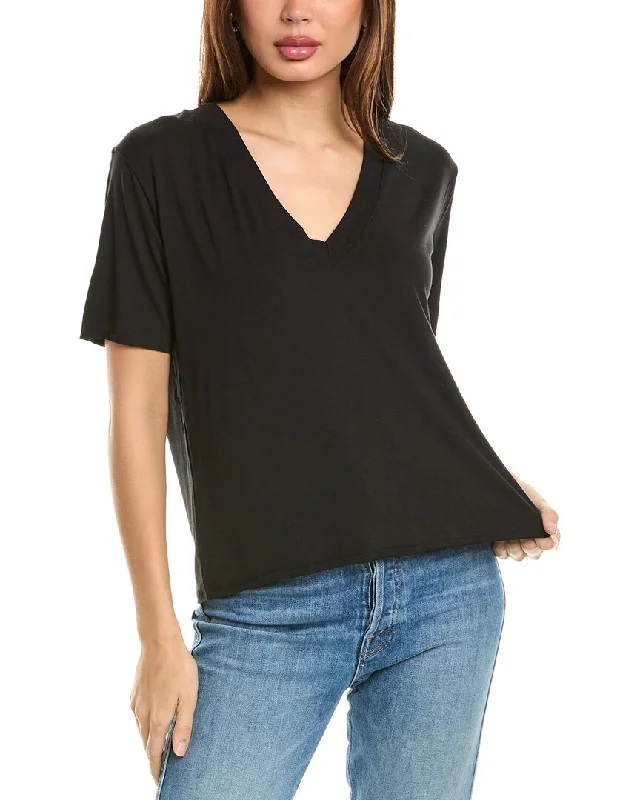Splendid V-Neck T-Shirt Zippered Front Buttoned Front Snap Front