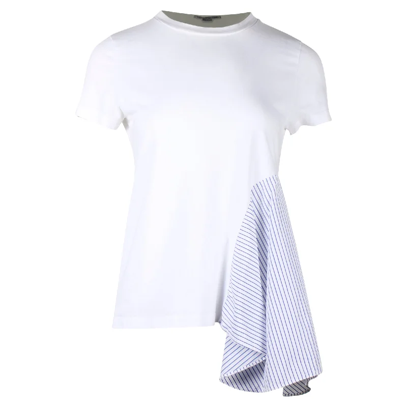 Stella McCartney Stripe Panel T-Shirt in White Cotton Elegant Classic Vintage