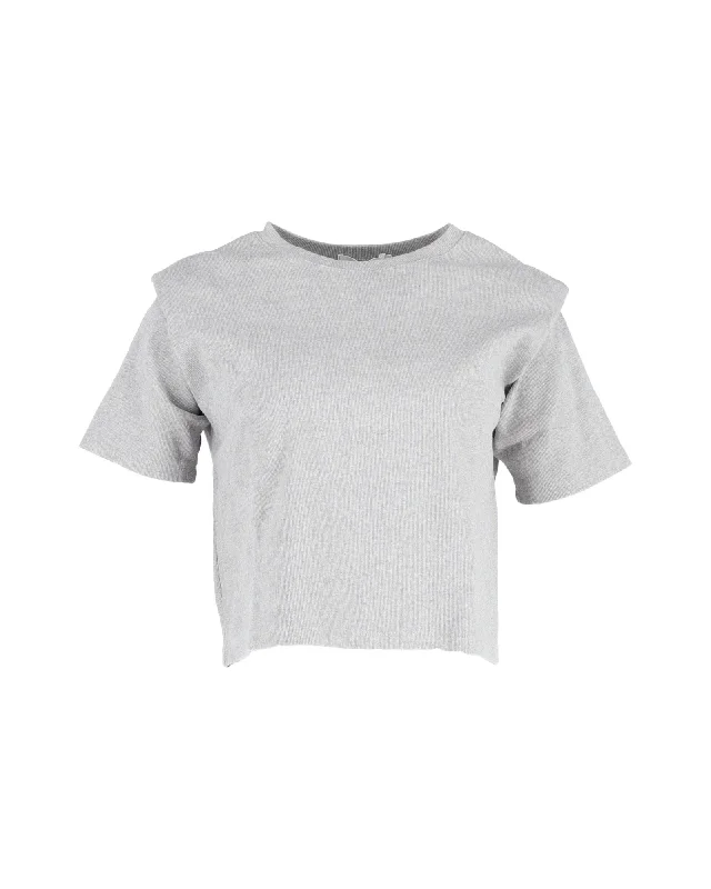 The Frankie Shop Padded Shoulder T-shirt in Gray Cotton Chenille Fabric Brocade Fabric Lace Fabric The Frankie Shop Padded Shoulder T-shirt in Gray Cotton Chenille Fabric Brocade Fabric Lace Fabric