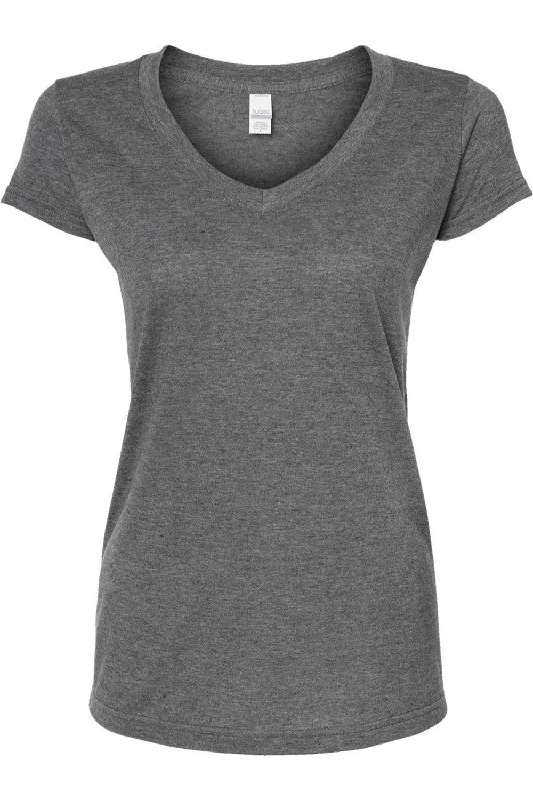 Tultex Women´s Poly-Rich V-Neck T-Shirt Spandex Blend Rayon Blend Denim Blend