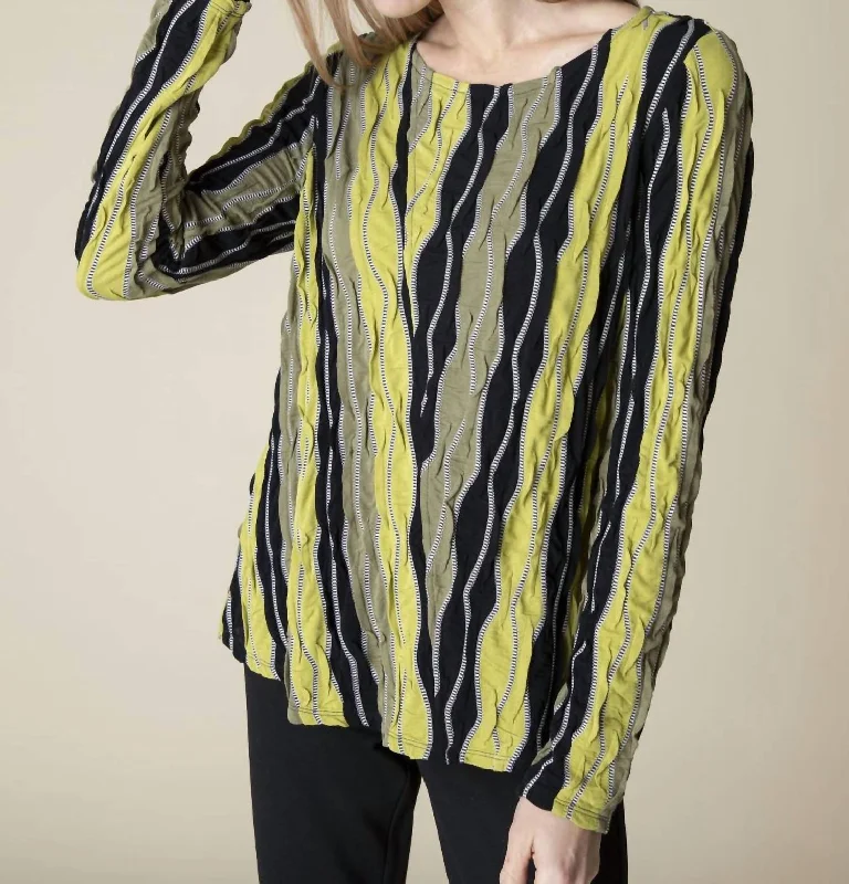 Upstream Boatneck Tee In Olive Chenille Blend Fleece Blend Nylon Blend