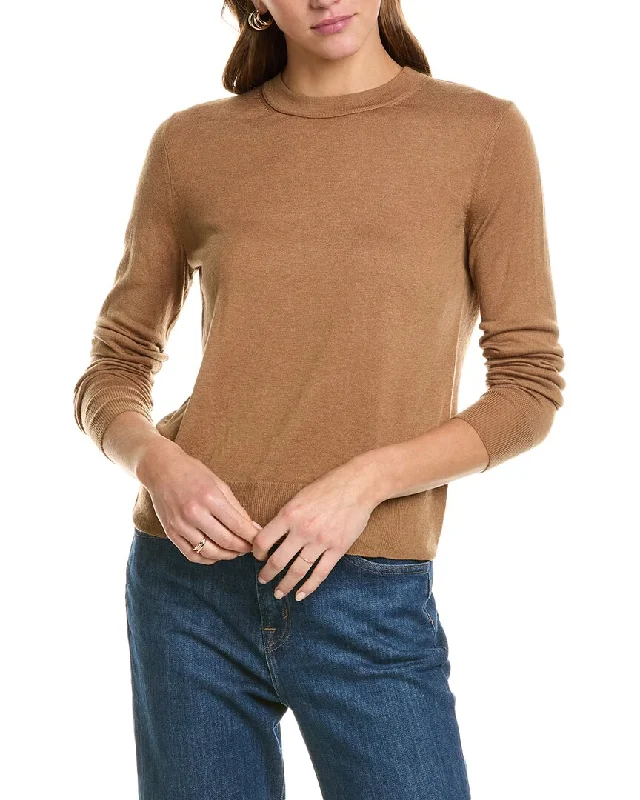 Vince Overlay Crewneck Wool & Cashmere-Blend T-Shirt Graphic T-Shirt Round Neck Polyester