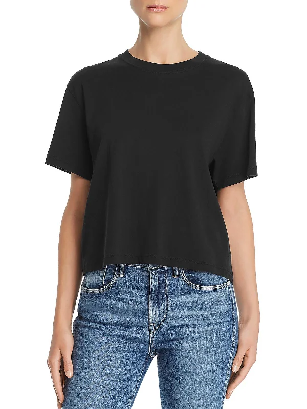 Womens Cotton Short Sleeves T-Shirt Embroidered Appliqued Beaded