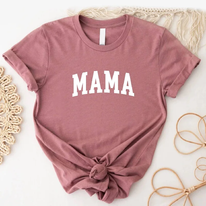 Women's Mama Tee In Mauve Houndstooth Herringbone Solid