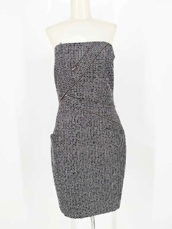 Single by Galina Sobolev Women's Gray Strapless Geometric Size 8 Dress